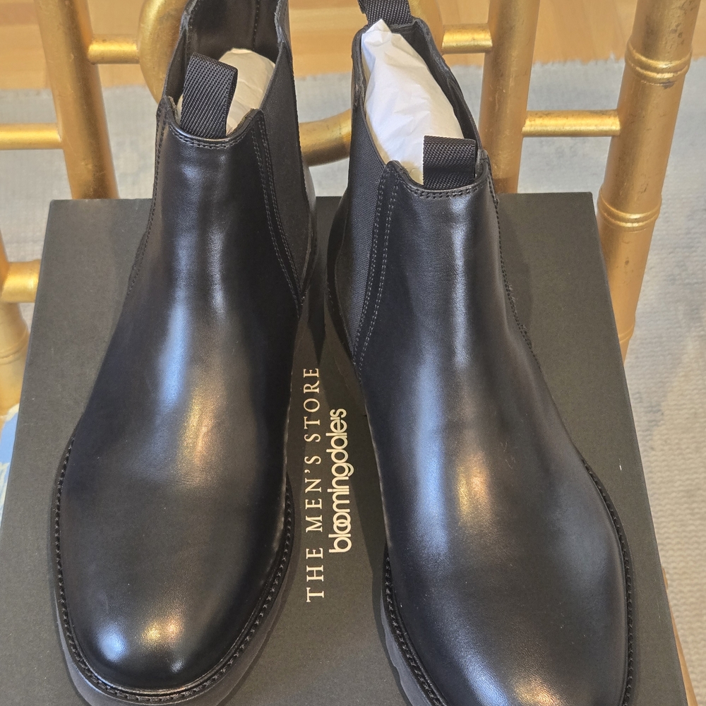 Bloomingdale's Black Leather Chelsea Boots - Picture 2 of 4